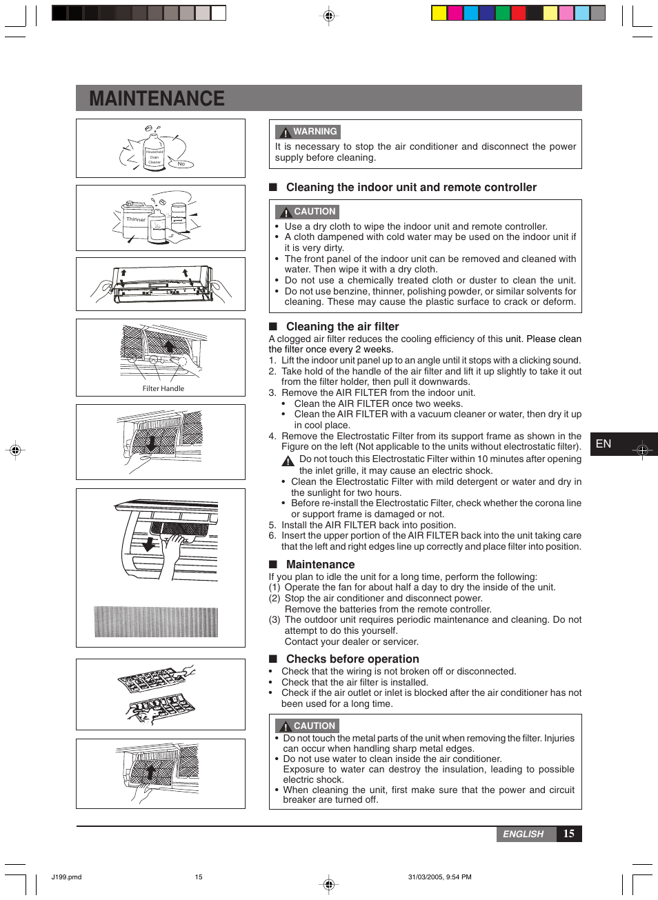 Maintenance | York MiniSplit High Wall MLCA-MLHA-07-24 User Manual | Page 15 / 22