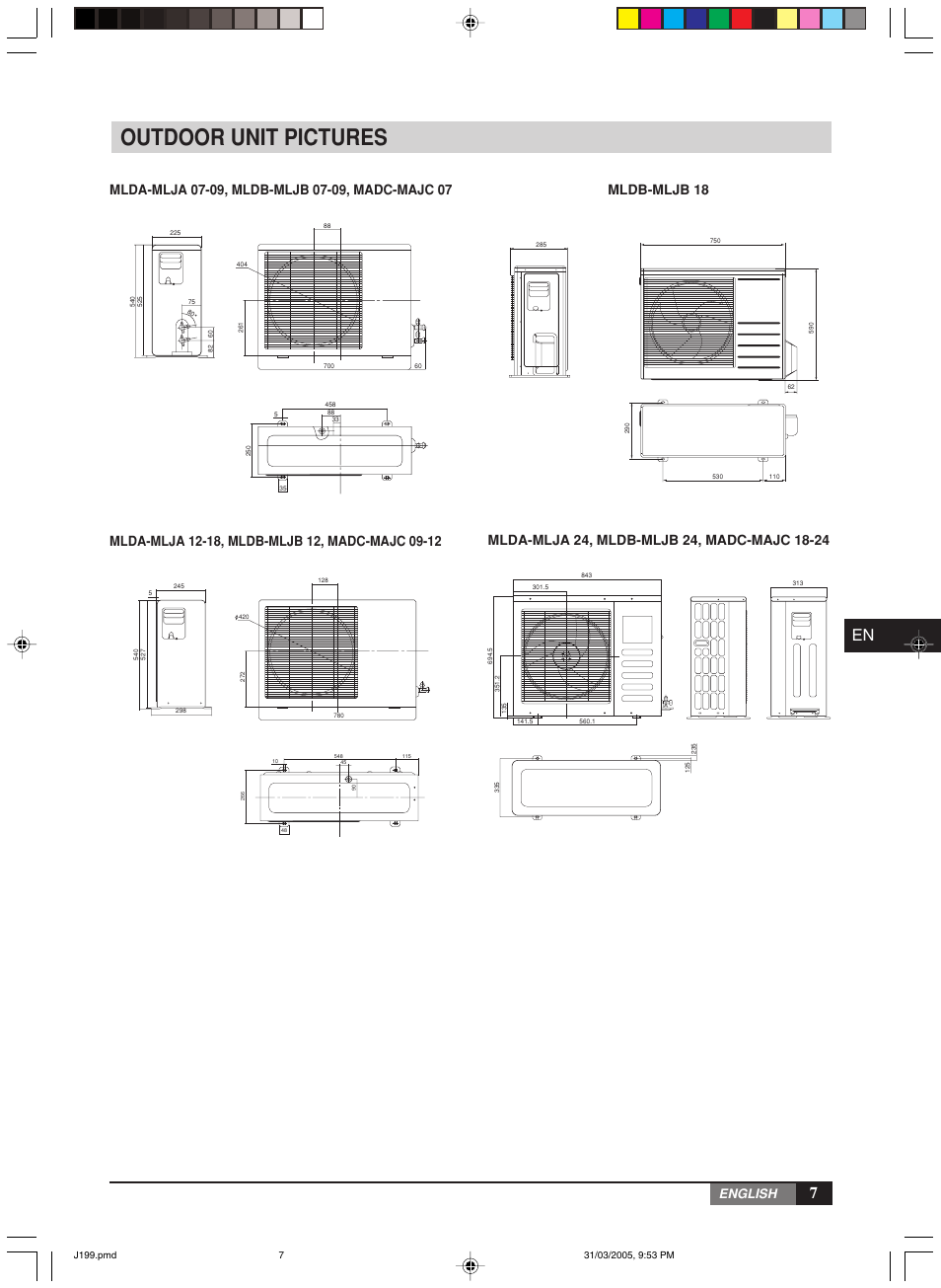 Outdoor unit pictures, English | York MiniSplit High Wall MLCA-MLHA-07-24 User Manual | Page 7 / 22