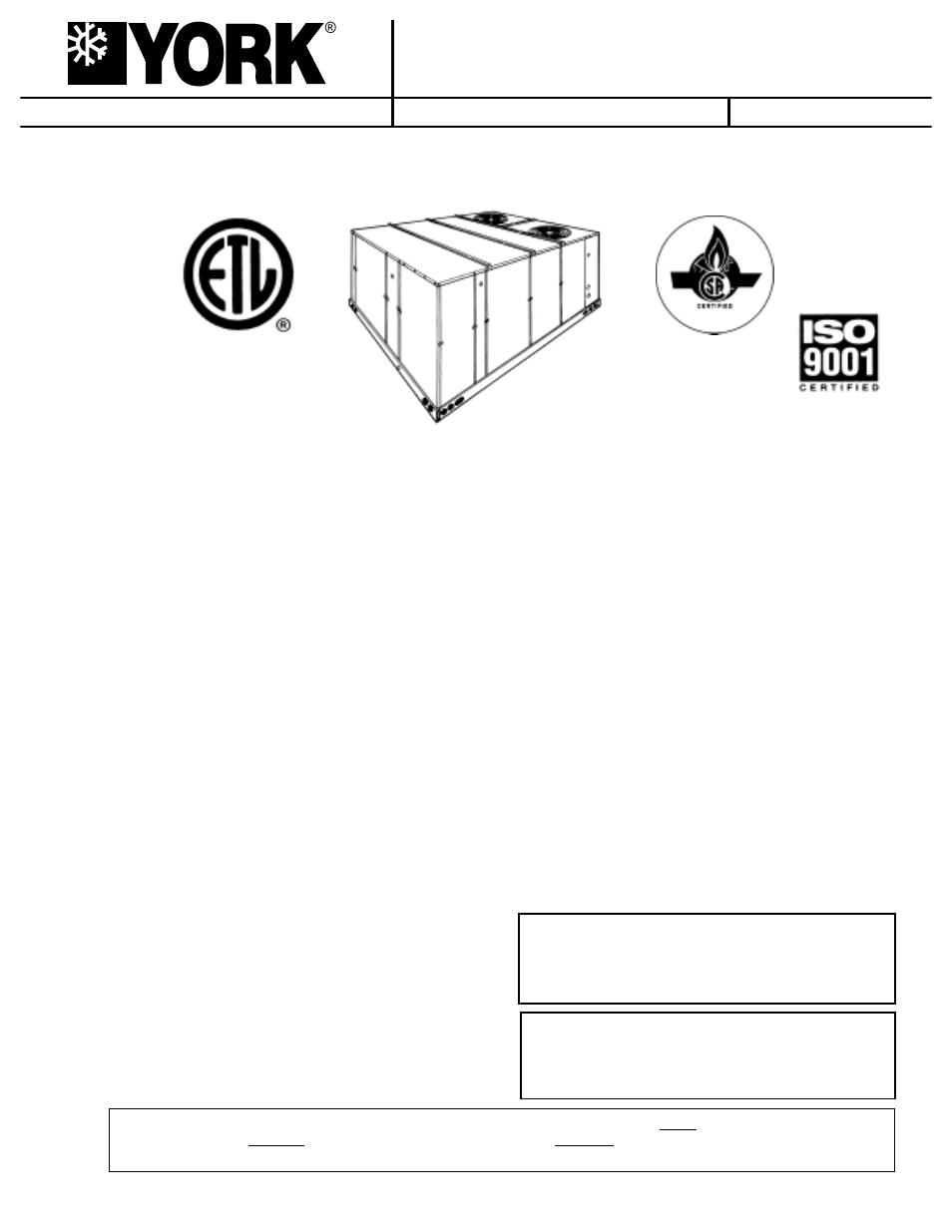 York SUNLINE 2000 B1CH240 User Manual | 20 pages