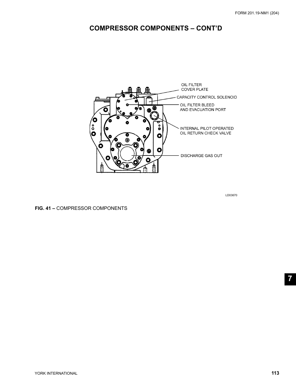 Compressor components – cont’d | York YCAS0130 User Manual | Page 113 / 204