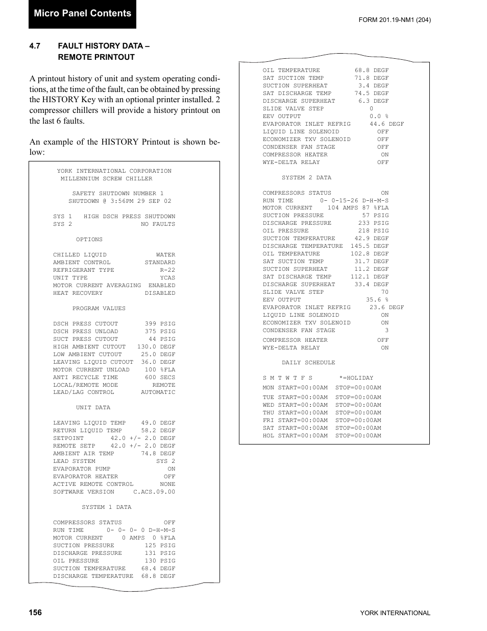 Micro panel contents | York YCAS0130 User Manual | Page 156 / 204