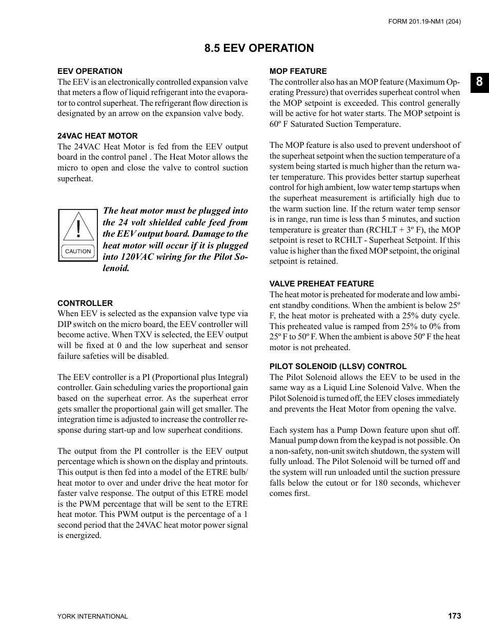 5 eev operation | York YCAS0130 User Manual | Page 173 / 204