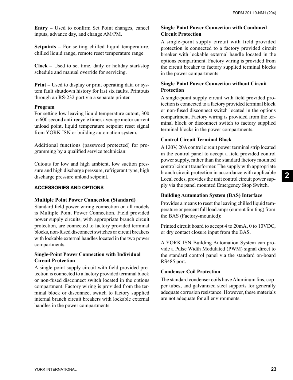 Accessories and options | York YCAS0130 User Manual | Page 23 / 204