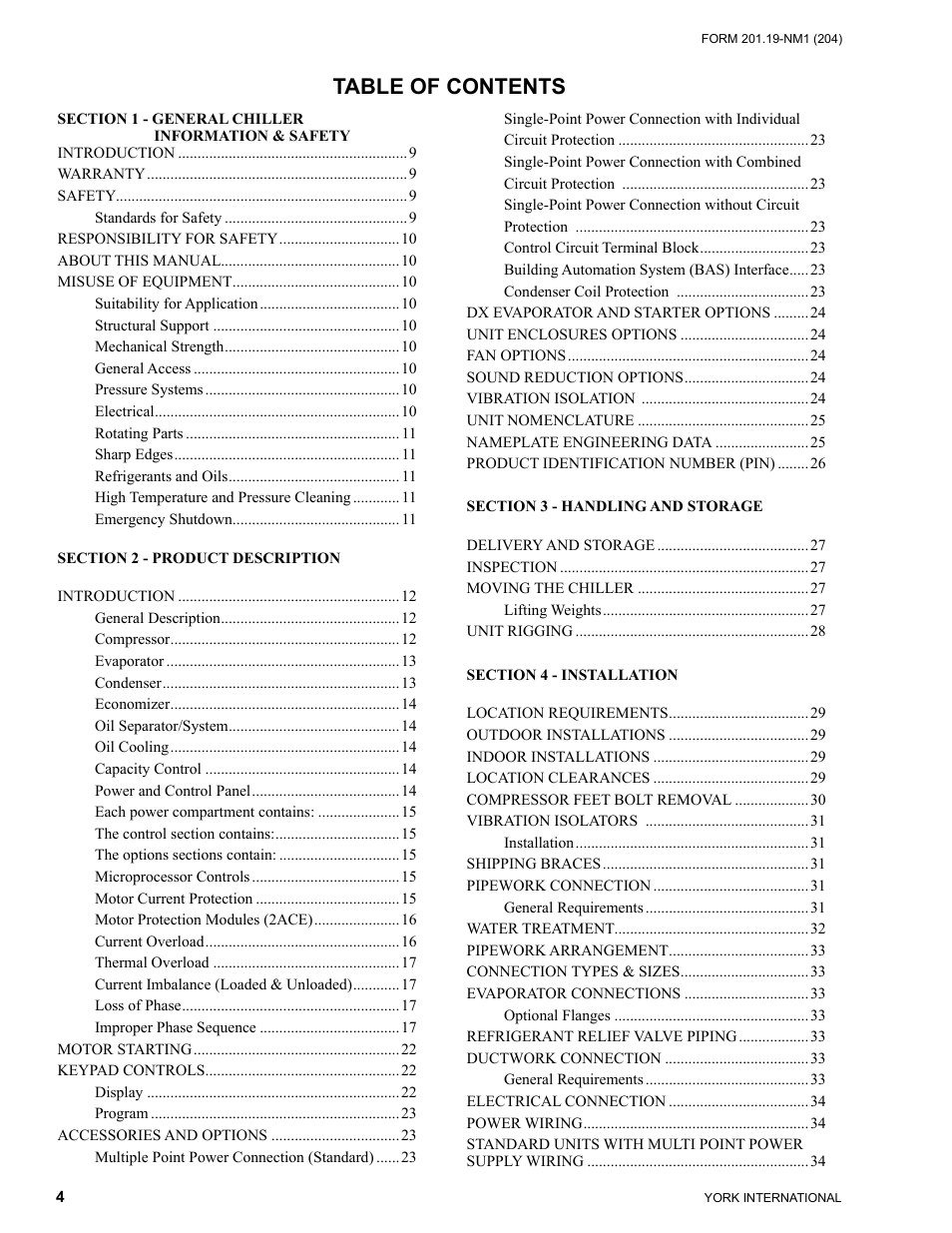 York YCAS0130 User Manual | Page 4 / 204