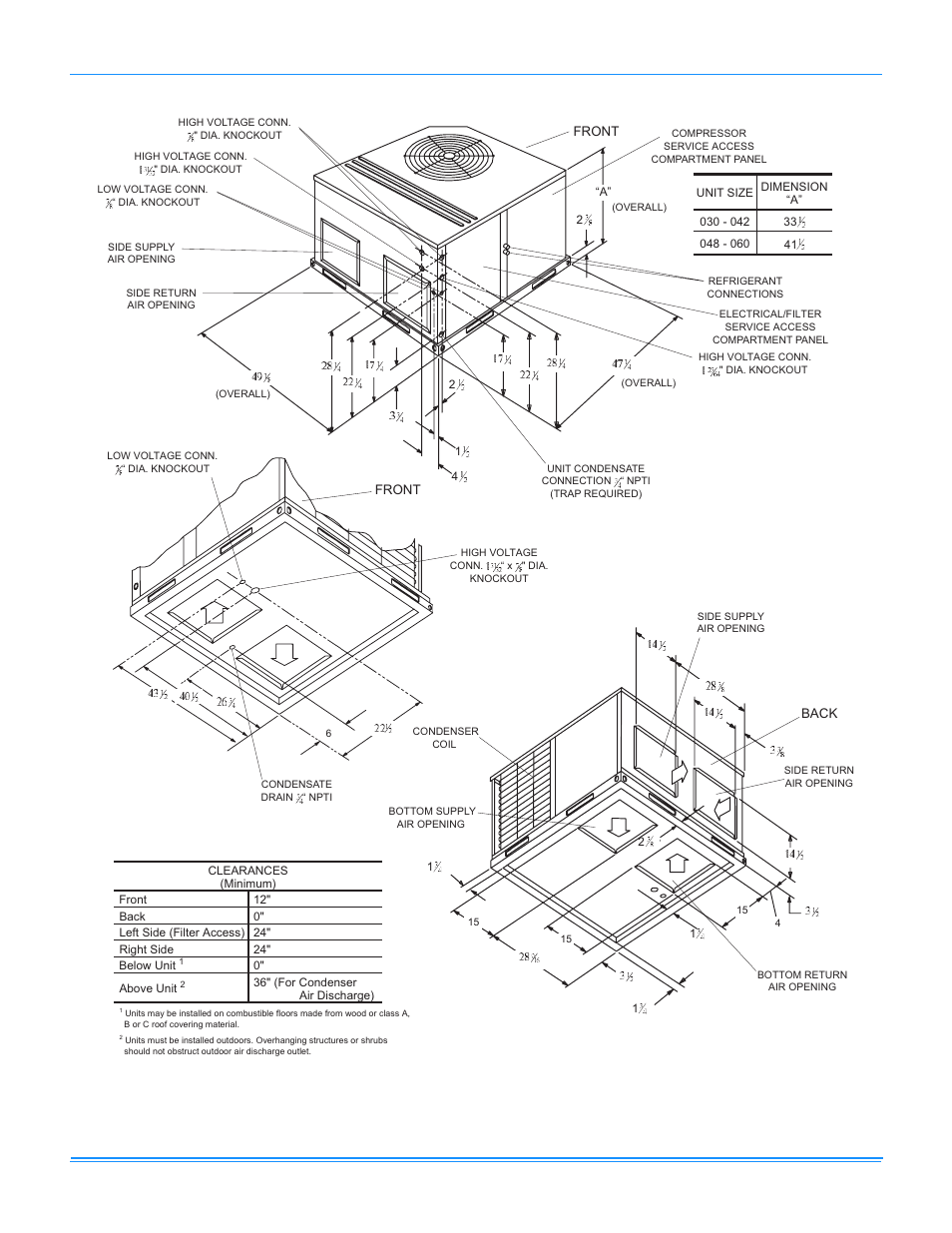 3 unit dimensions | York D2EB030 User Manual | Page 14 / 24