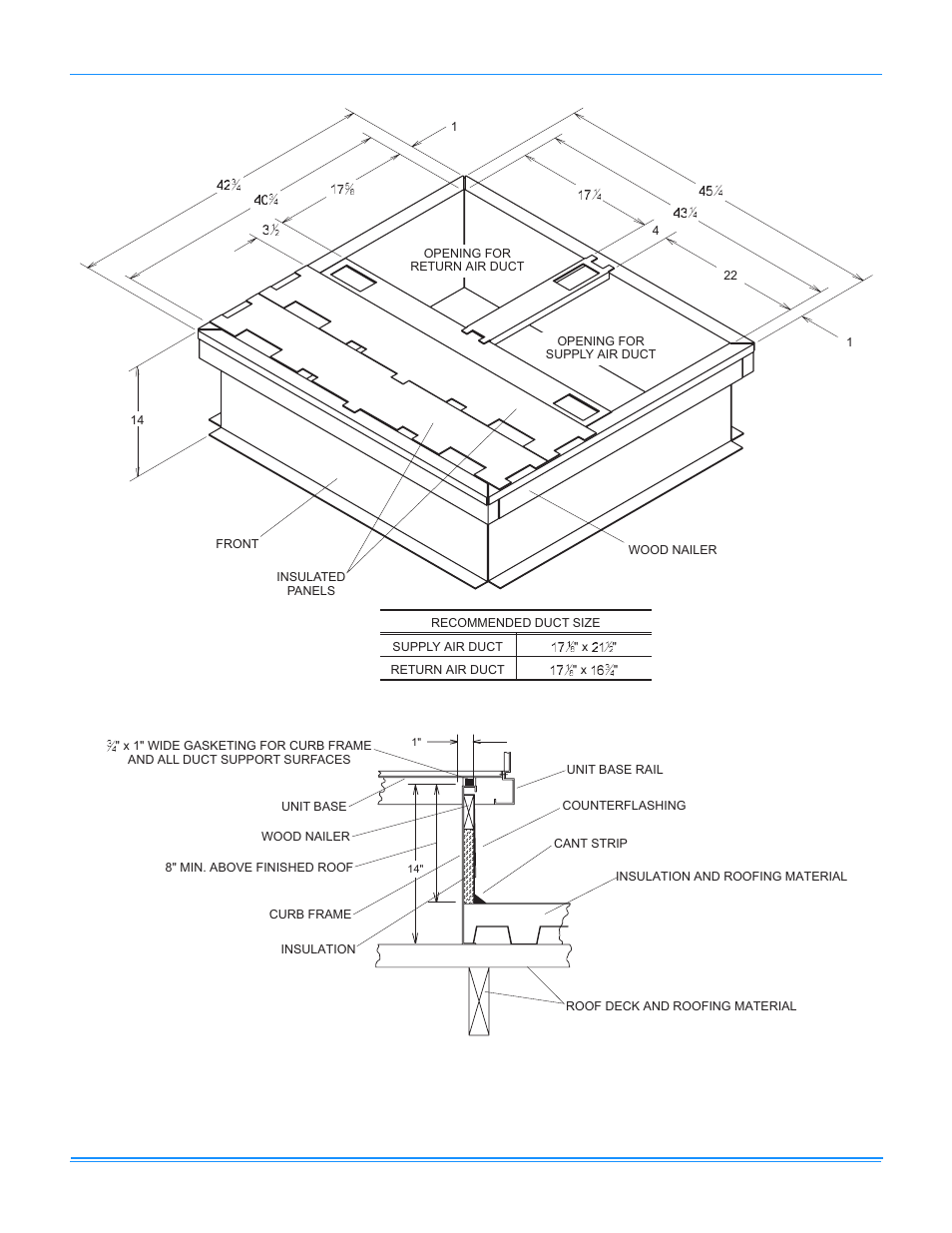 7 roof curb dimensions (8” roof curb also, Available), 8 roof curb application | York D2EB030 User Manual | Page 17 / 24