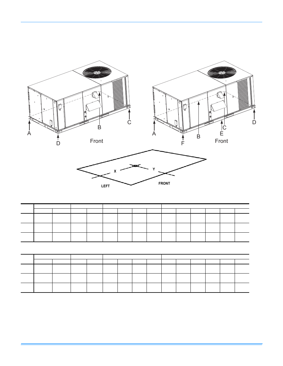 Weights and dimensions, Zf/zr/xp036-060 unit weights, Zf036-060 | Zr036-060 | York R-410A User Manual | Page 96 / 142