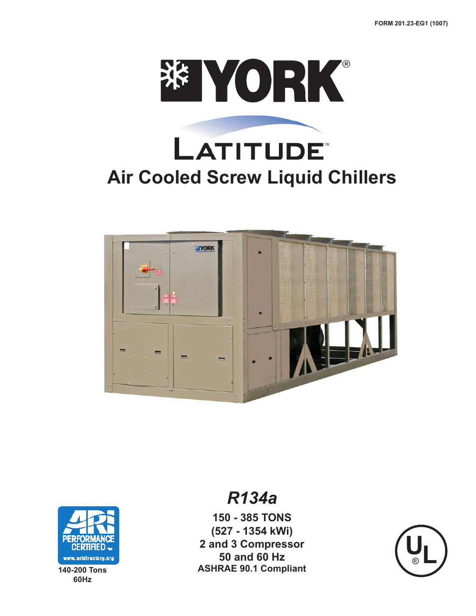 York UL R134A User Manual | 140 pages