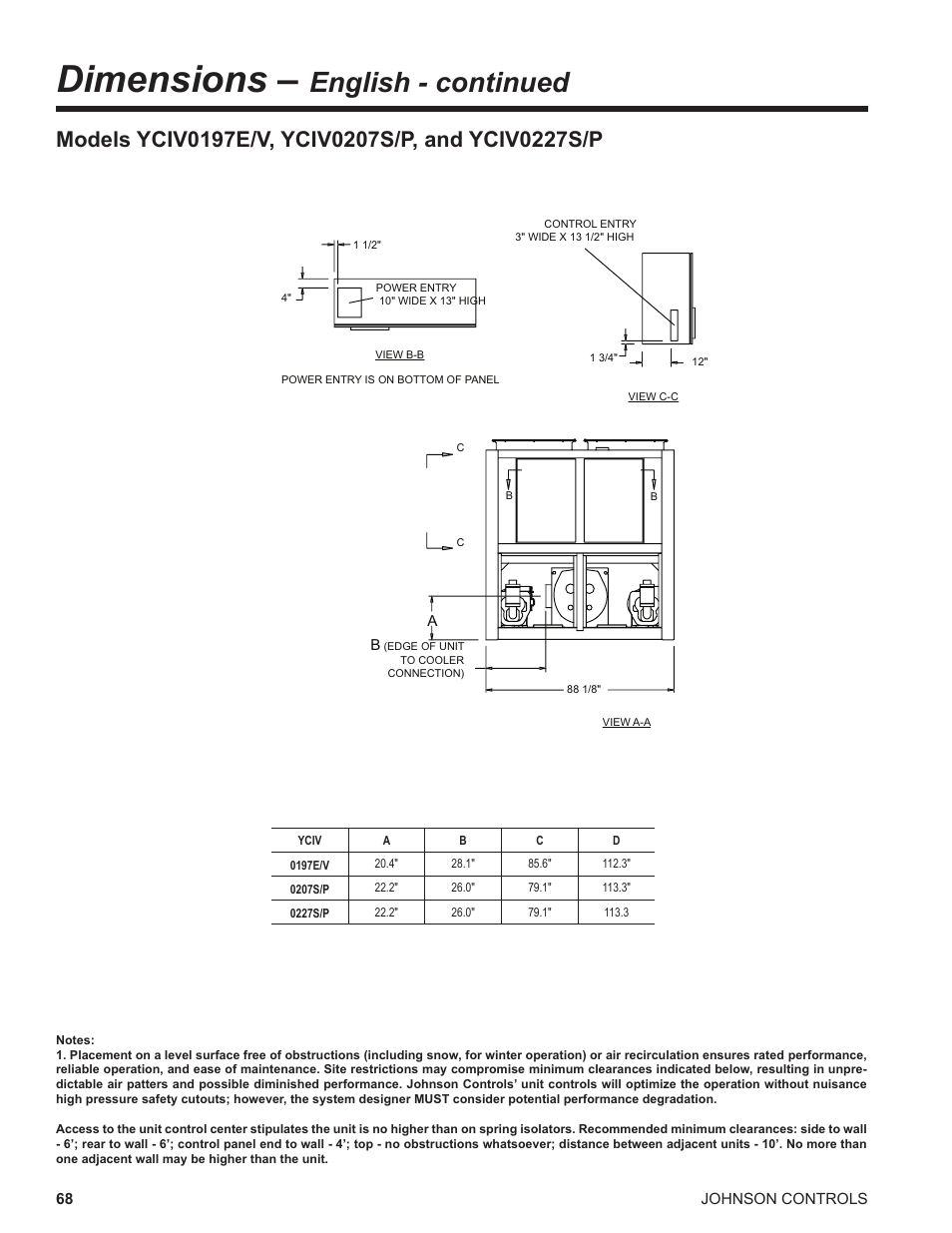 Dimensions, English - continued | York UL R134A User Manual | Page 68 / 140