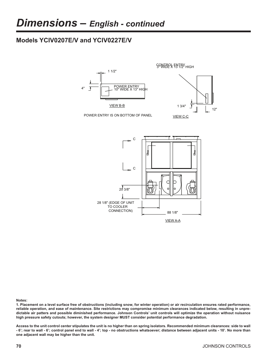 Dimensions, English - continued | York UL R134A User Manual | Page 70 / 140