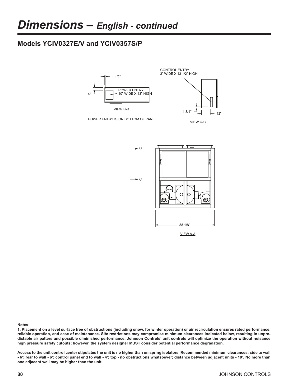 Dimensions, English - continued | York UL R134A User Manual | Page 80 / 140