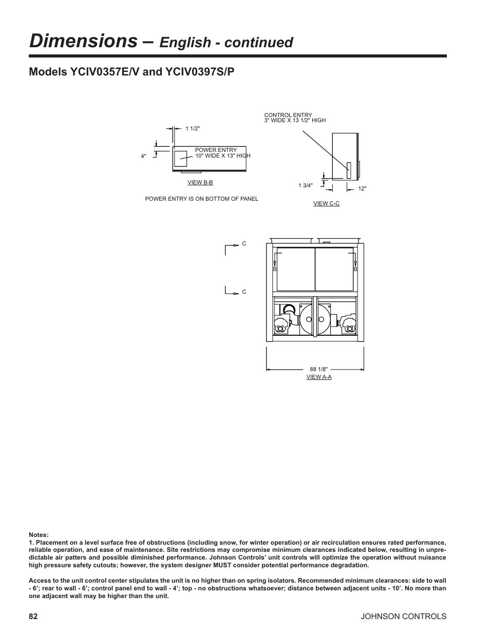 Dimensions, English - continued | York UL R134A User Manual | Page 82 / 140