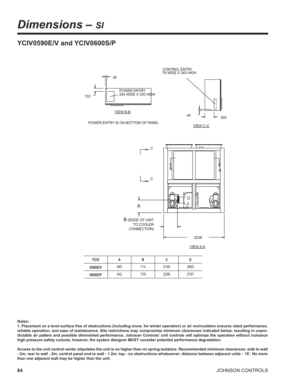 Dimensions – si, Dimensions | York UL R134A User Manual | Page 84 / 140