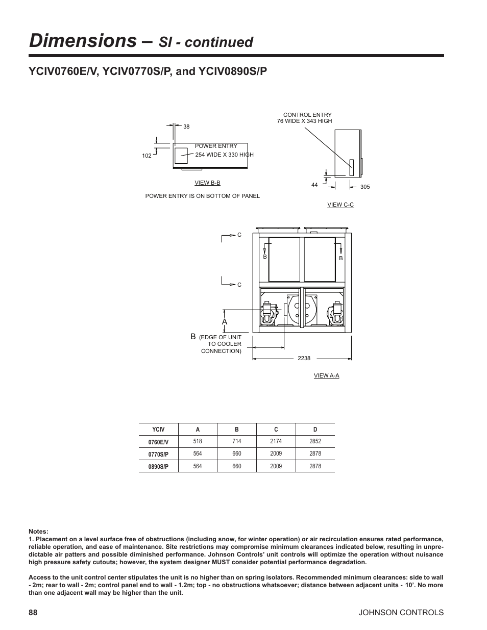 Dimensions, Si - continued | York UL R134A User Manual | Page 88 / 140