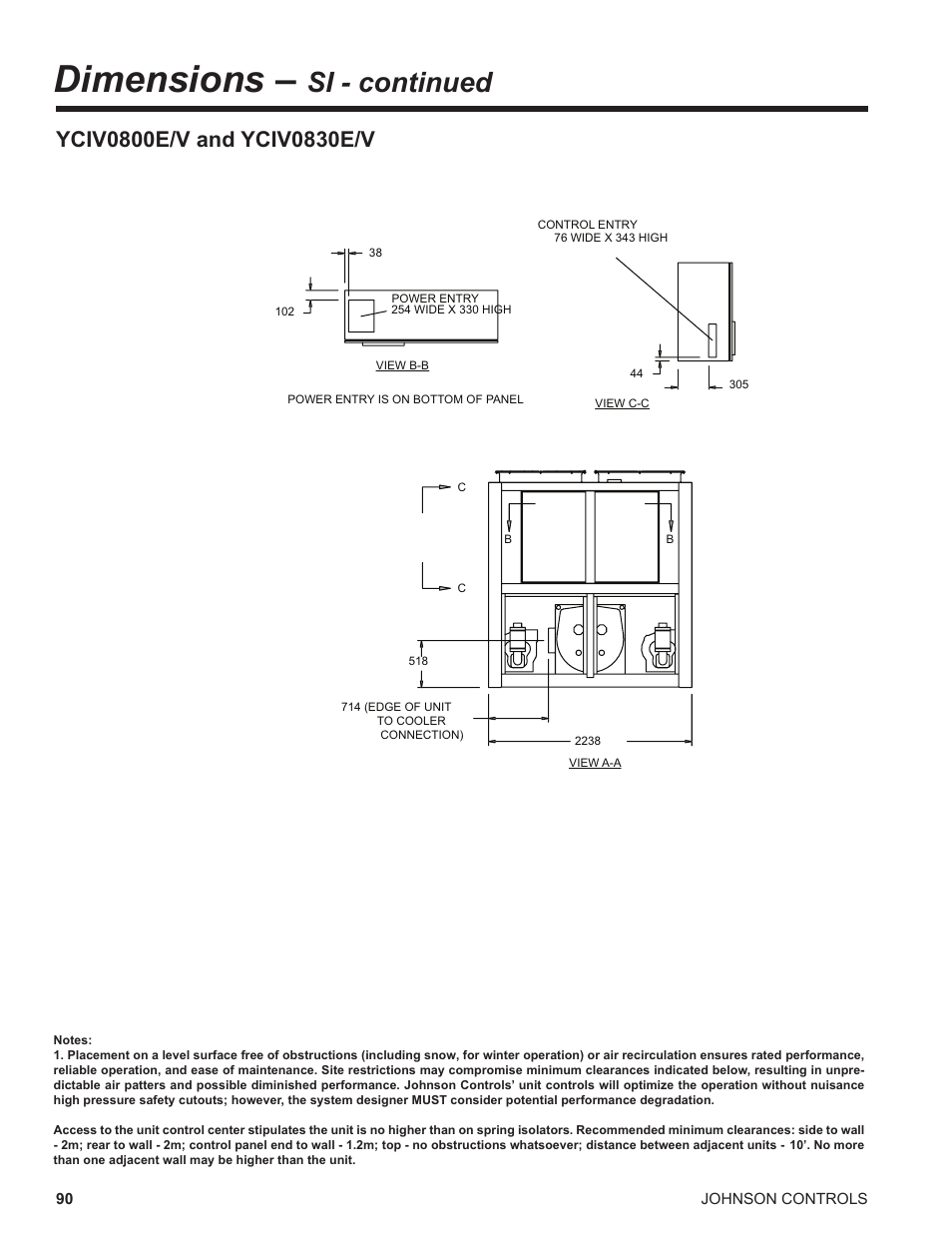 Dimensions, Si - continued | York UL R134A User Manual | Page 90 / 140