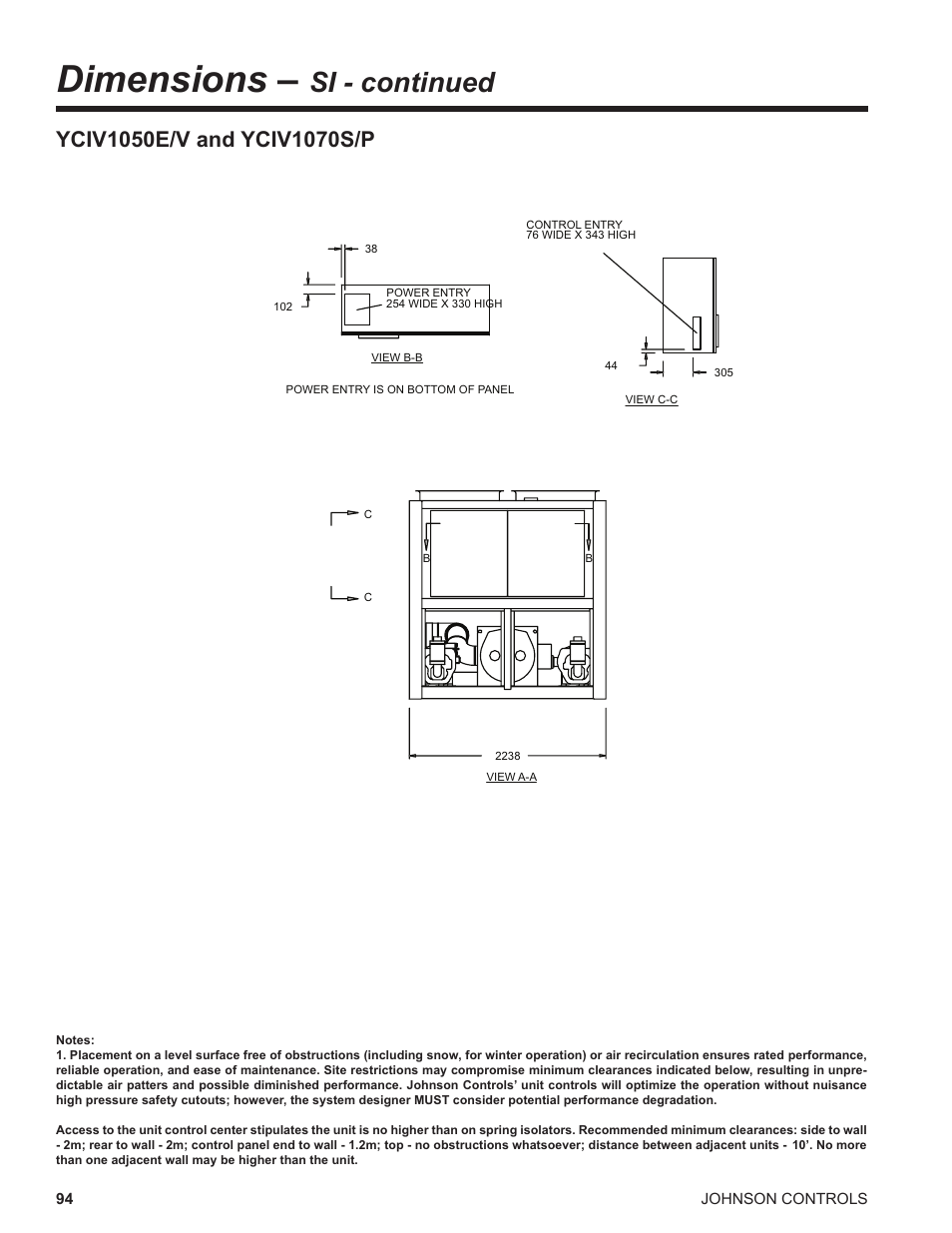 Dimensions, Si - continued | York UL R134A User Manual | Page 94 / 140