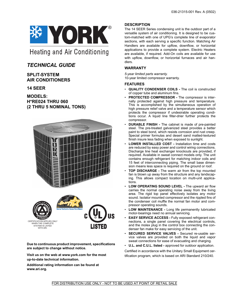 York H*RE024 User Manual | 16 pages