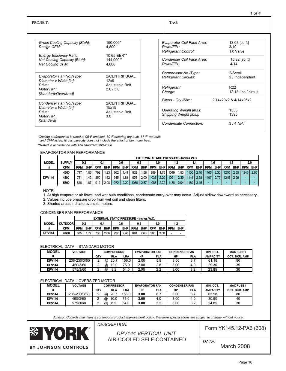 March 2008 | York D*V User Manual | Page 10 / 25