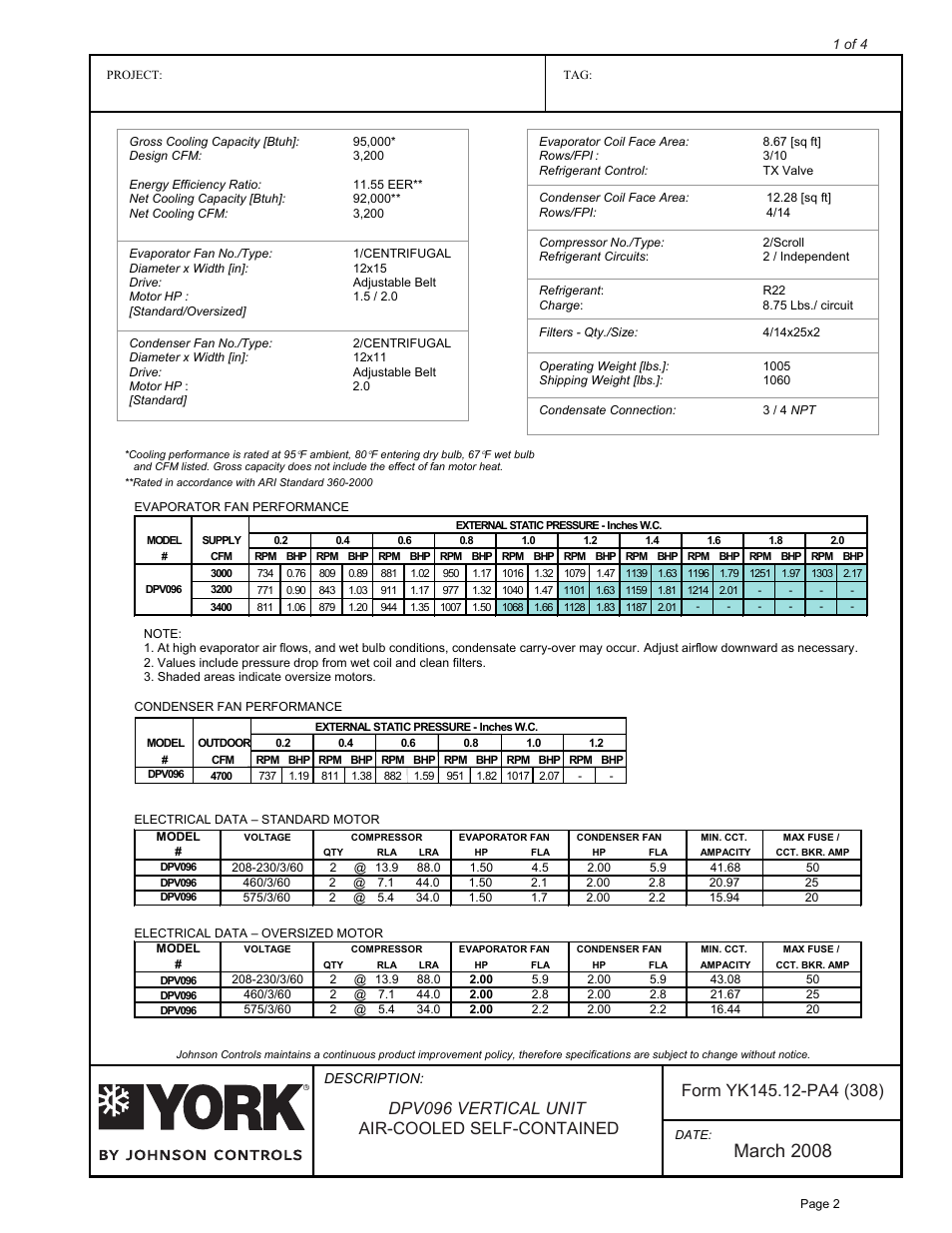 March 2008 | York D*V User Manual | Page 2 / 25