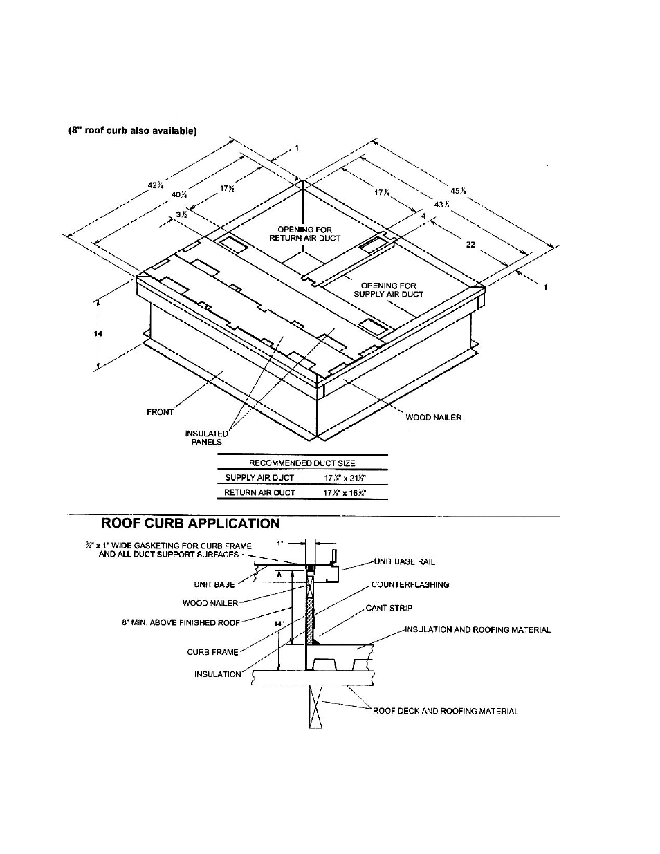 Roof curb dimensions | York AFFINITY BHP024 User Manual | Page 22 / 28