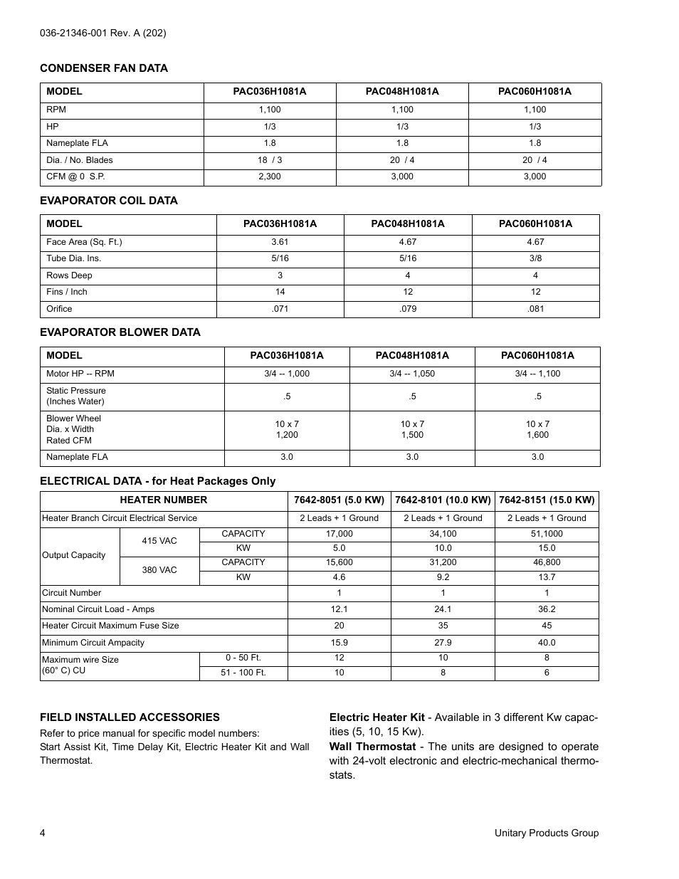 York PAC036 User Manual | Page 4 / 8