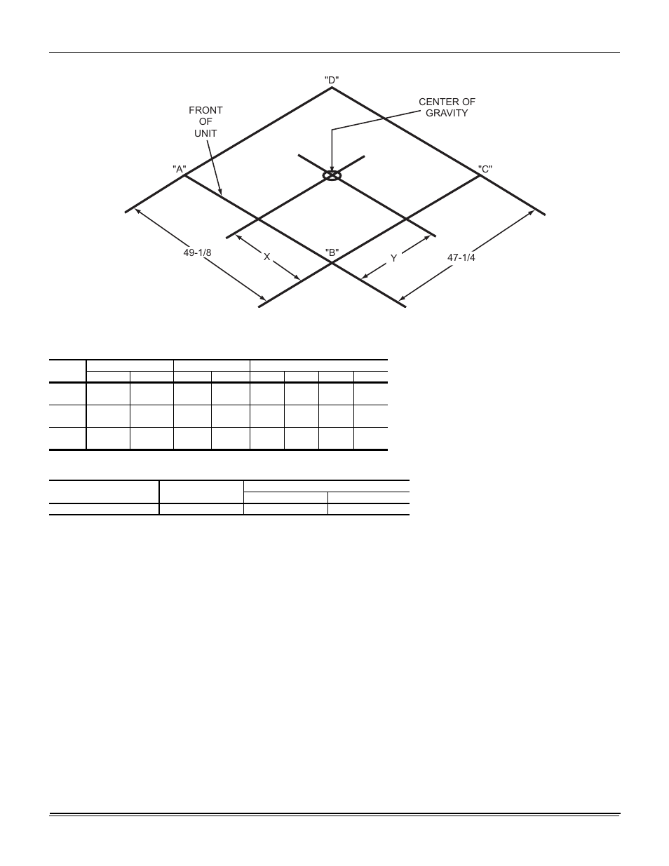 2 weights and dimensions 3 unit accessory weights, 2 unit 4 point load weight | York AFFINITY SERIES R-410A User Manual | Page 6 / 36
