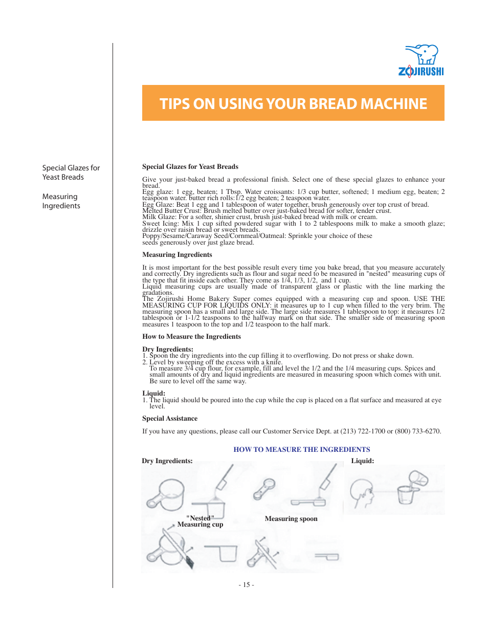 Tips on using your bread machine | Zojirushi BBCC-Q20 User Manual | Page 15 / 28