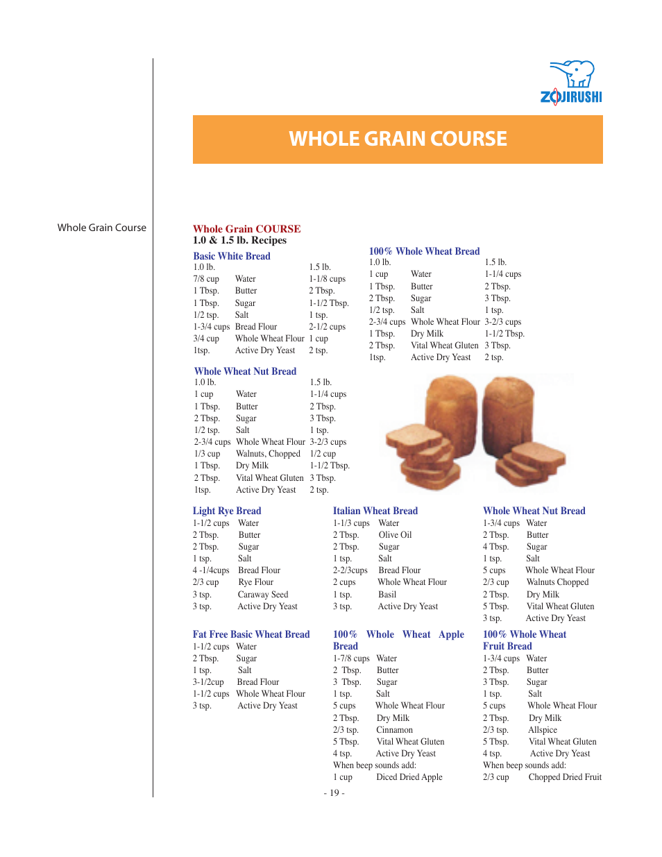 Whole grain course | Zojirushi BBCC-Q20 User Manual | Page 19 / 28