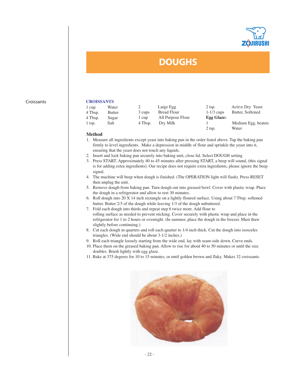 Doughs | Zojirushi BBCC-Q20 User Manual | Page 22 / 28