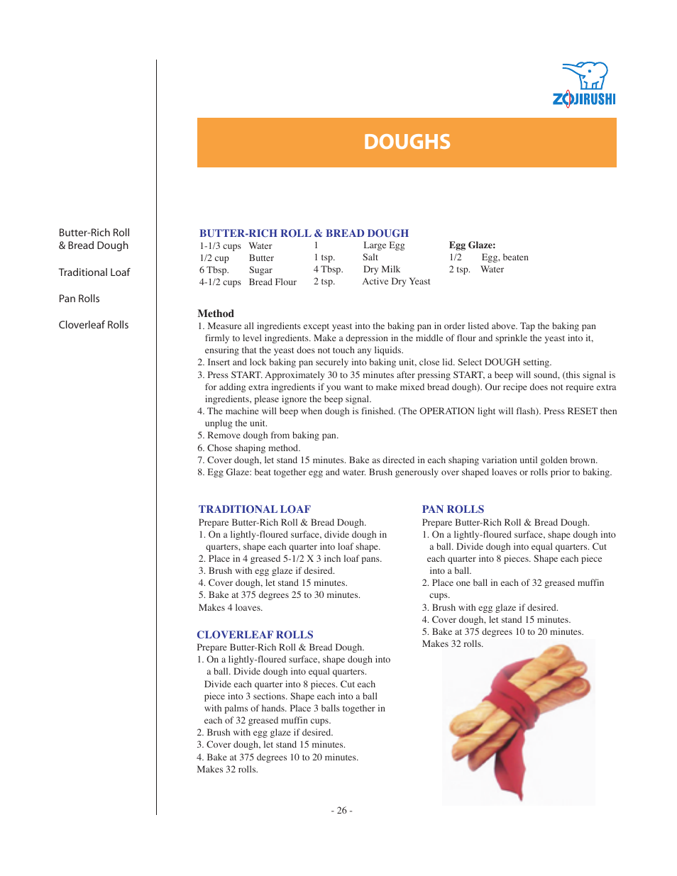 Doughs | Zojirushi BBCC-Q20 User Manual | Page 26 / 28