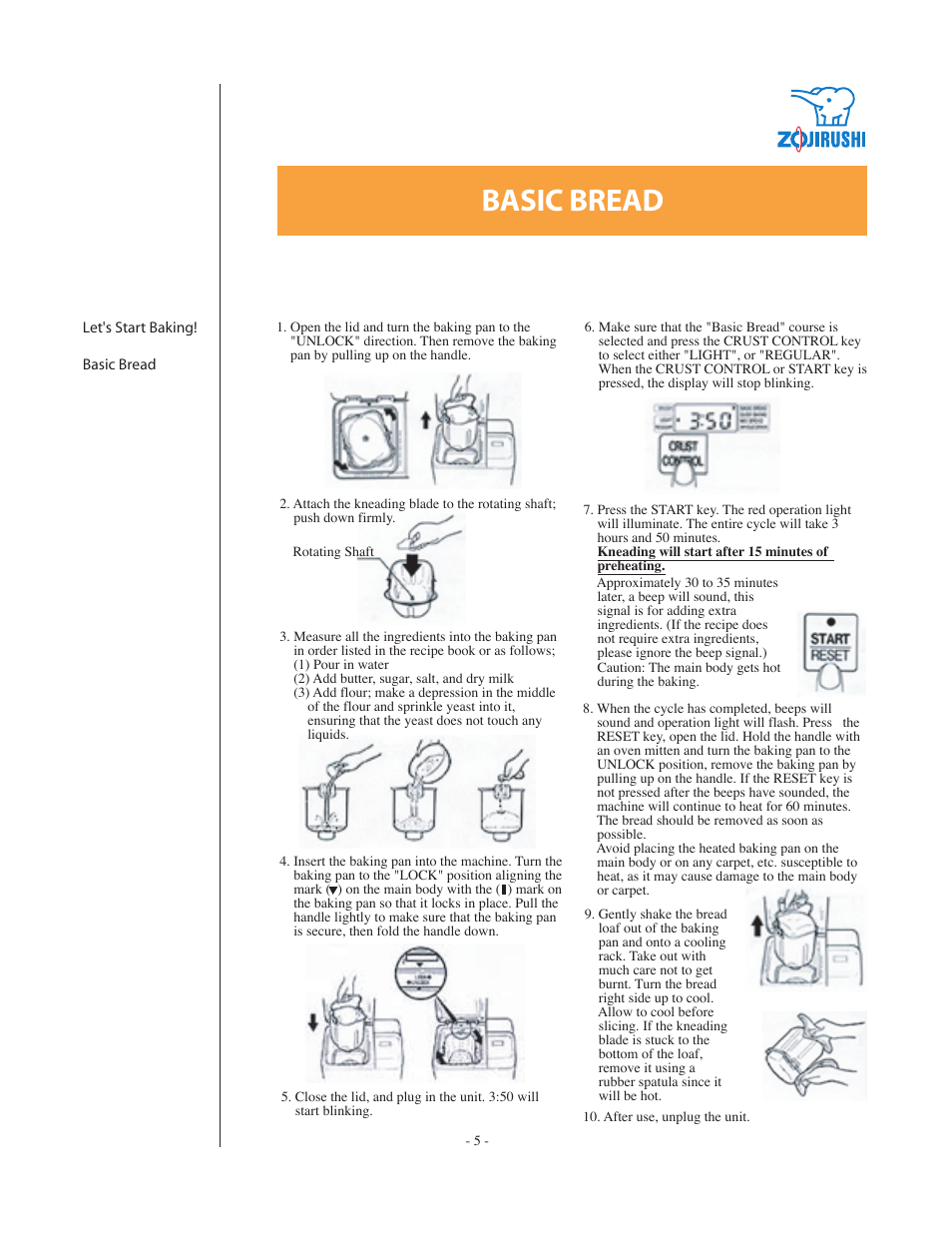 Basic bread | Zojirushi BBCC-Q20 User Manual | Page 5 / 28