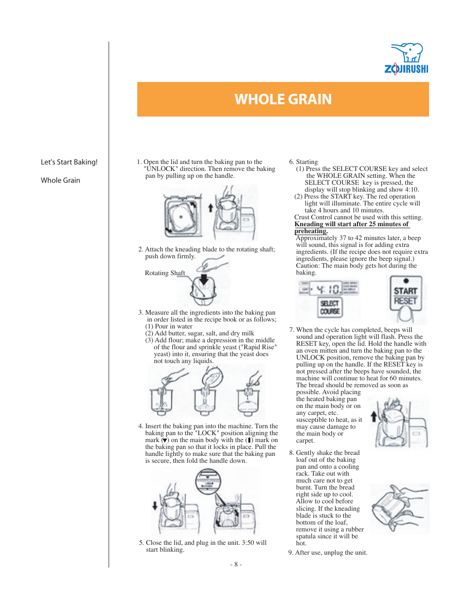 Whole grain | Zojirushi BBCC-Q20 User Manual | Page 8 / 28