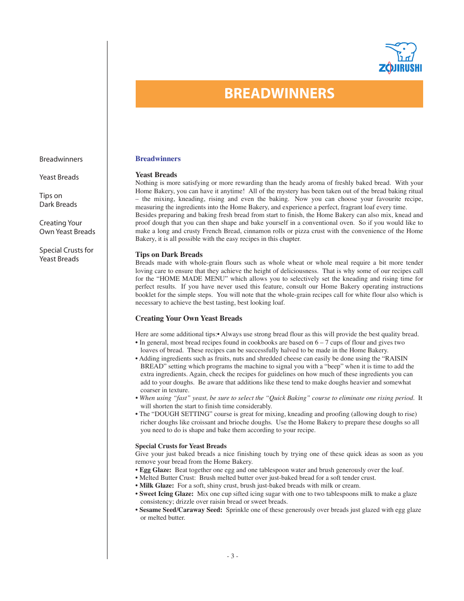 Breadwinners | Zojirushi DC199B User Manual | Page 3 / 15