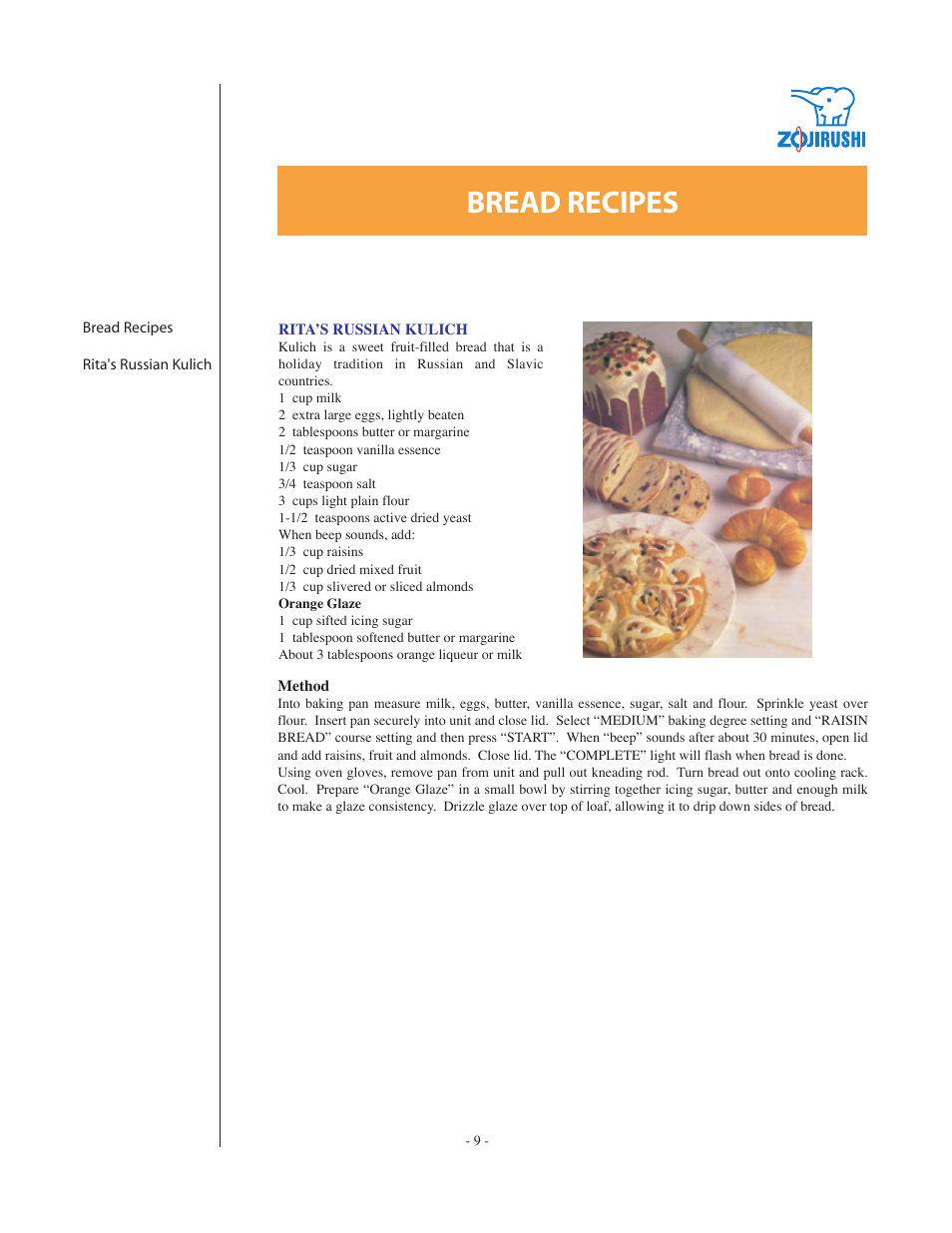 Bread recipes | Zojirushi DC199B User Manual | Page 9 / 15