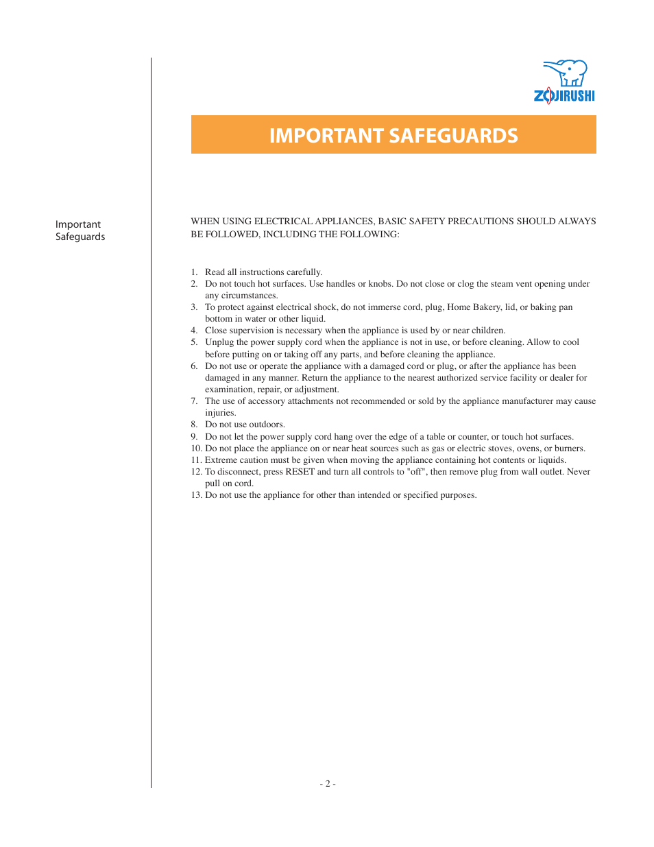 Zojirushi BBCC - M15 User Manual | Page 2 / 17