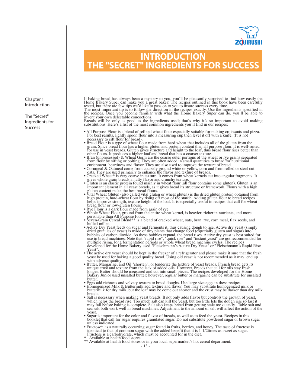 Introduction the "secret" ingredients for success | Zojirushi BBCC - Q15 User Manual | Page 13 / 28