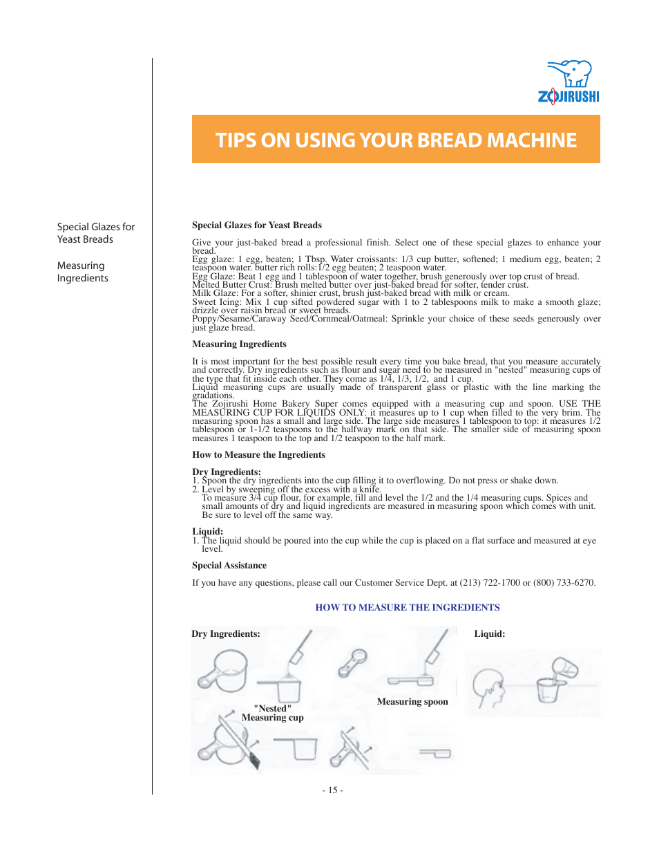 Tips on using your bread machine | Zojirushi BBCC - Q15 User Manual | Page 15 / 28