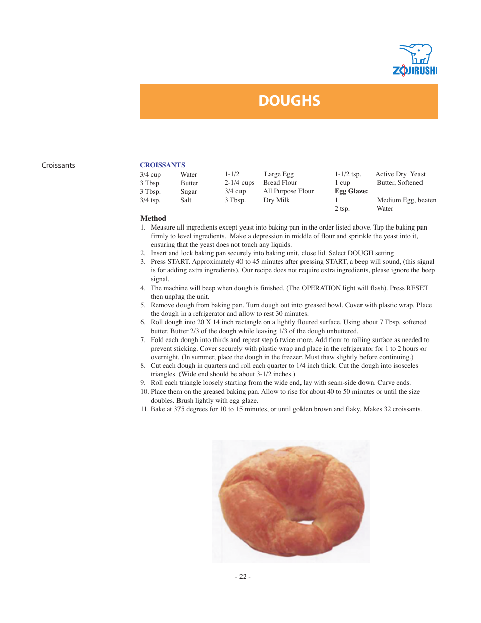 Doughs | Zojirushi BBCC - Q15 User Manual | Page 22 / 28