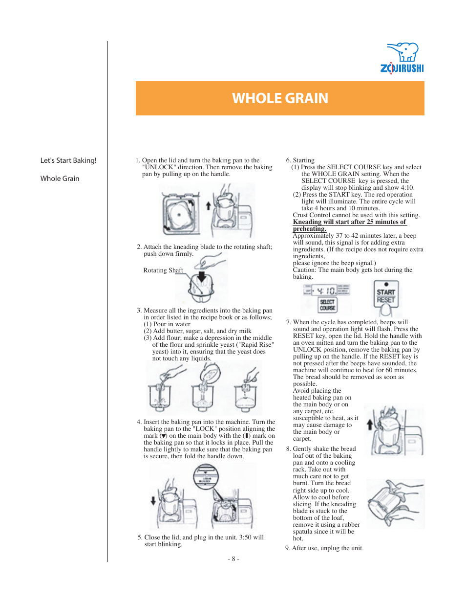Whole grain | Zojirushi BBCC - Q15 User Manual | Page 8 / 28
