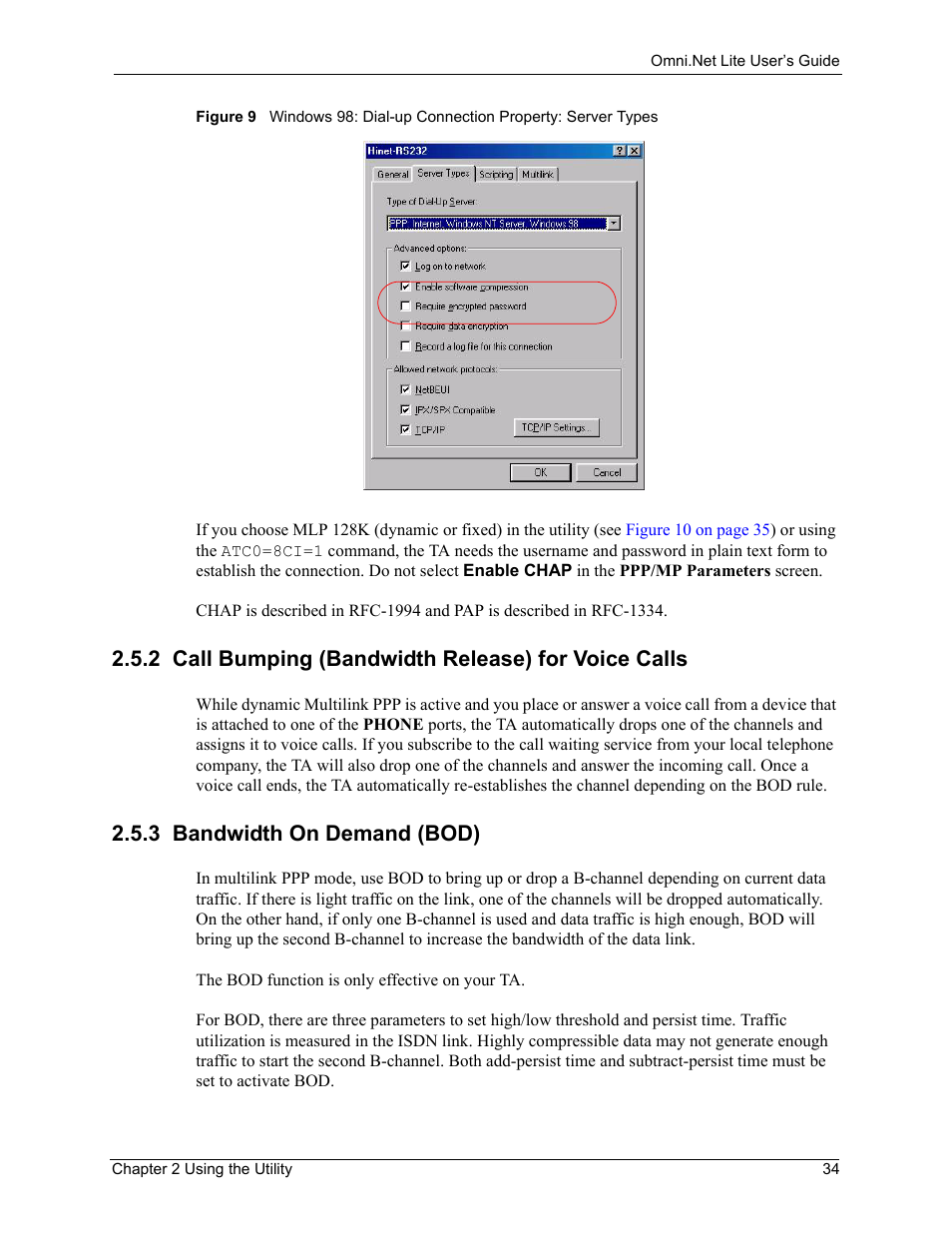 2 call bumping (bandwidth release) for voice calls, 3 bandwidth on demand (bod) | ZyXEL Communications ISDN Terminal Adapter Omni.Net Lite User Manual | Page 35 / 84