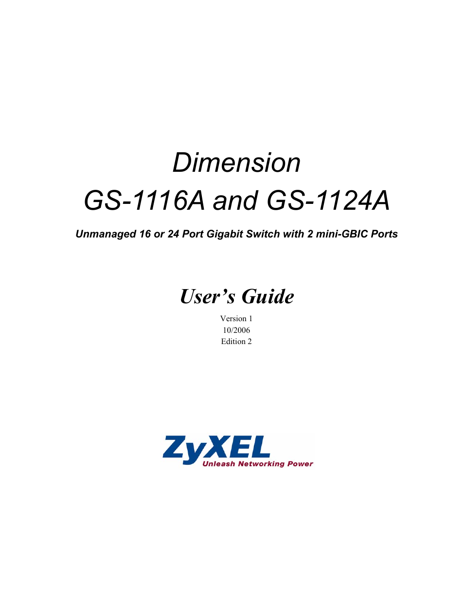 ZyXEL Communications ZyXEL Dimension GS-1124A User Manual | 30 pages