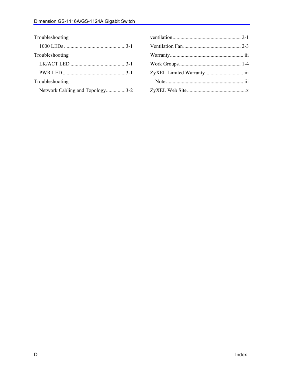 ZyXEL Communications ZyXEL Dimension GS-1124A User Manual | Page 30 / 30