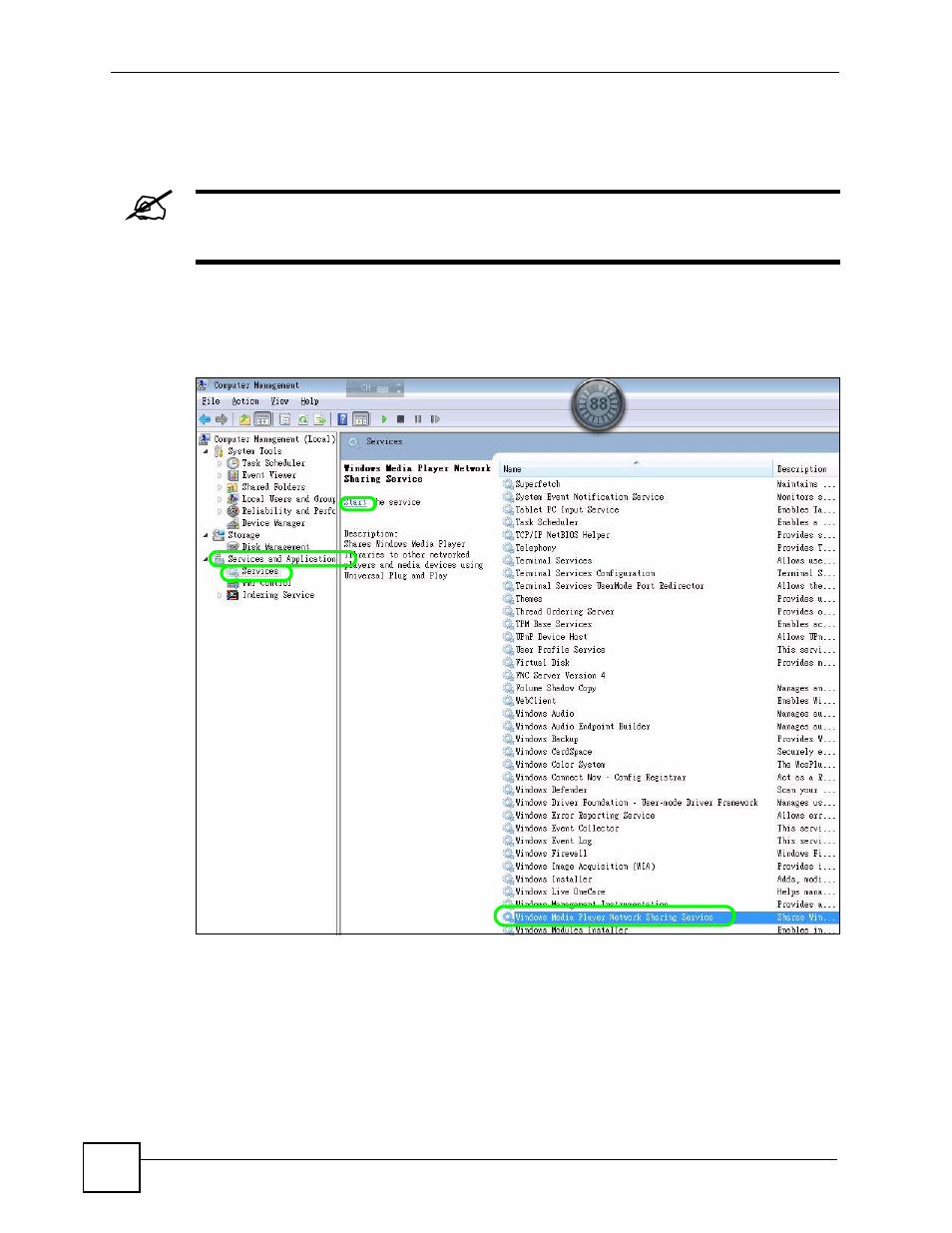 Figure 79 start windows media player | ZyXEL Communications DMA-1000 Series User Manual | Page 116 / 192