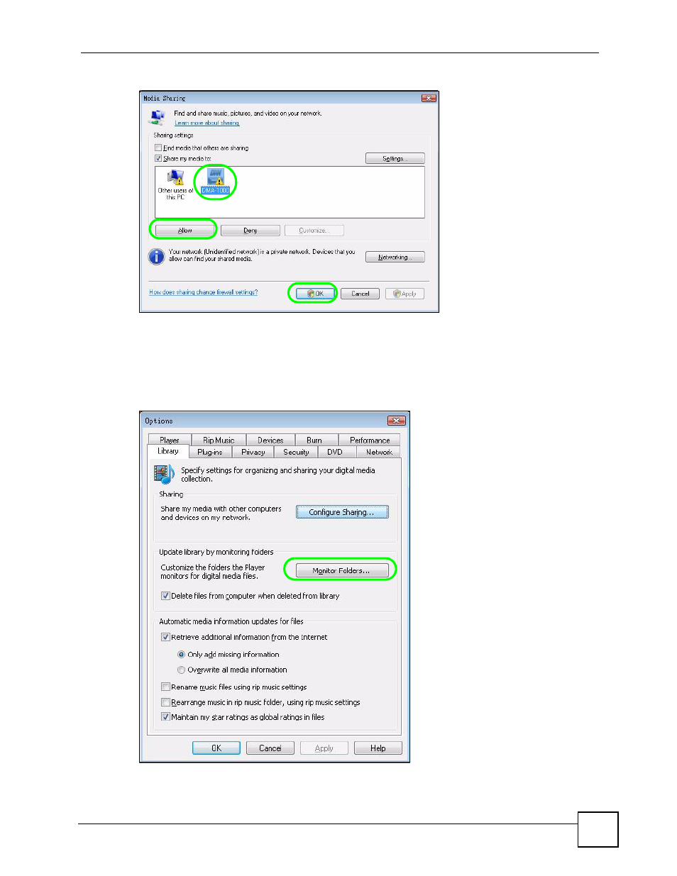 Figure 89 media sharing: select dma, Figure 90 library | ZyXEL Communications DMA-1000 Series User Manual | Page 121 / 192