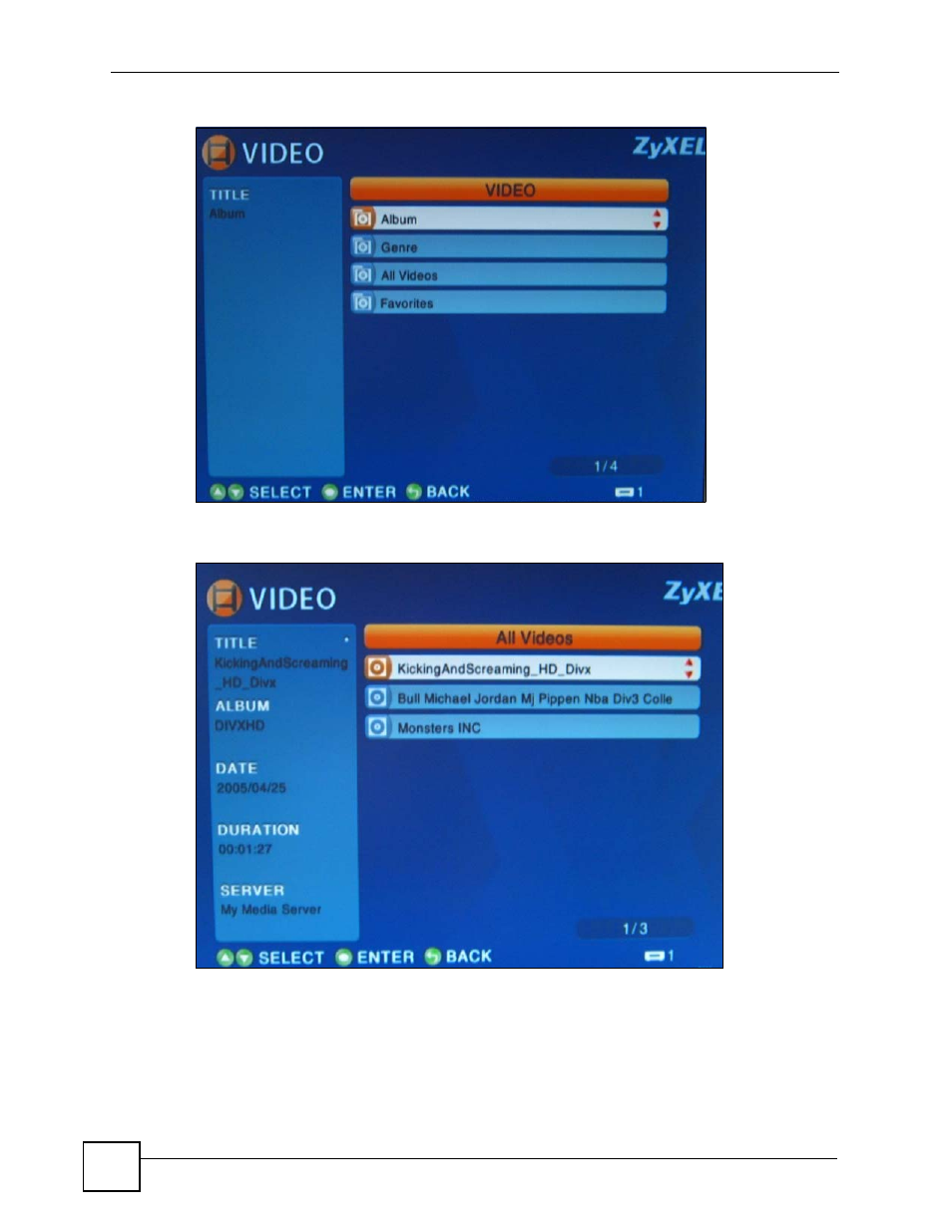 Figure 10 video menu, Figure 11 video > all videos | ZyXEL Communications DMA-1000 Series User Manual | Page 32 / 192