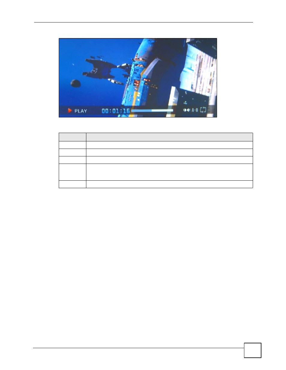 1 a-b, Figure 12 video playback information example, Table 7 video playback information | Ac b d e | ZyXEL Communications DMA-1000 Series User Manual | Page 33 / 192