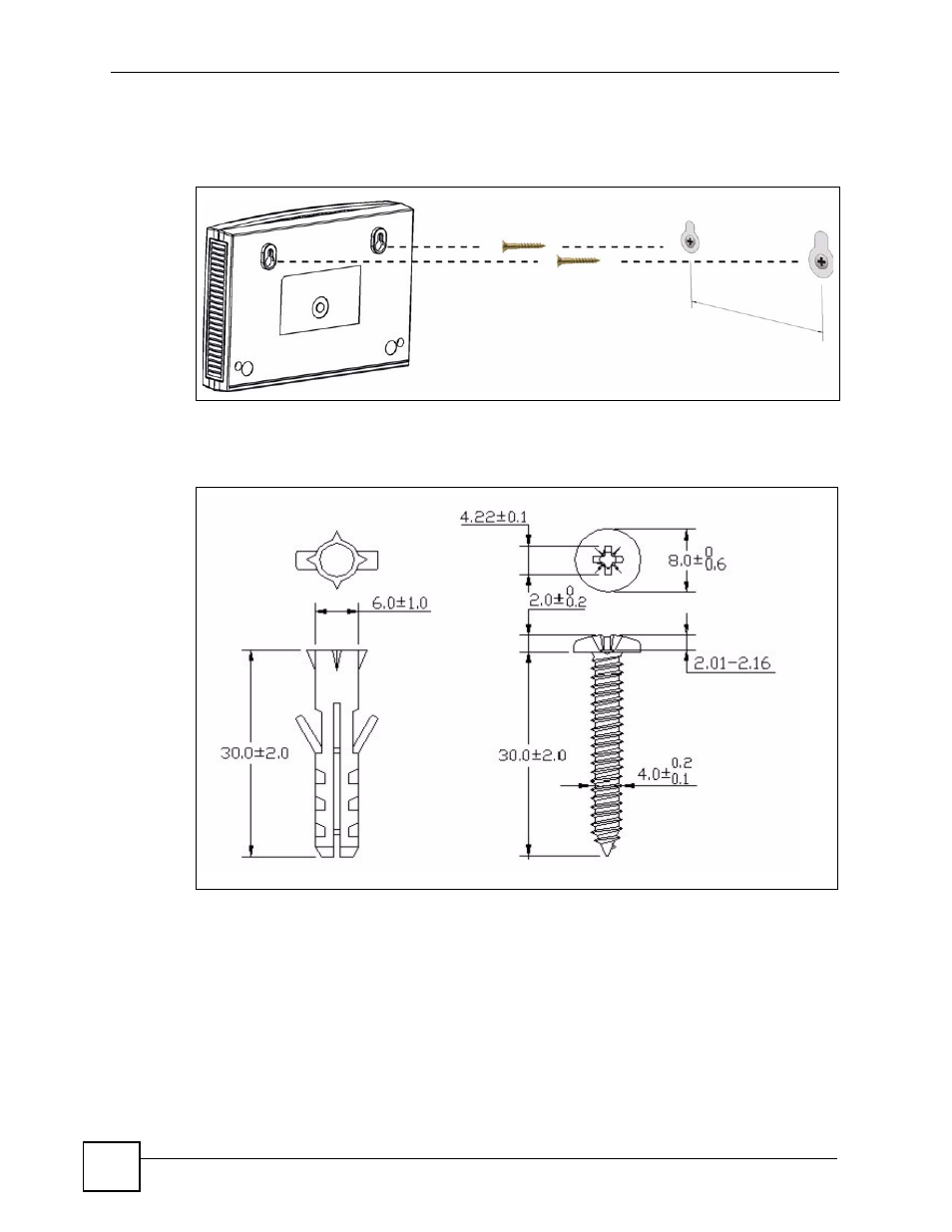 Figure 41 wall-mounting example, Figure 42 masonry plug and m4 tap screw | ZyXEL Communications DMA-1000 Series User Manual | Page 86 / 192
