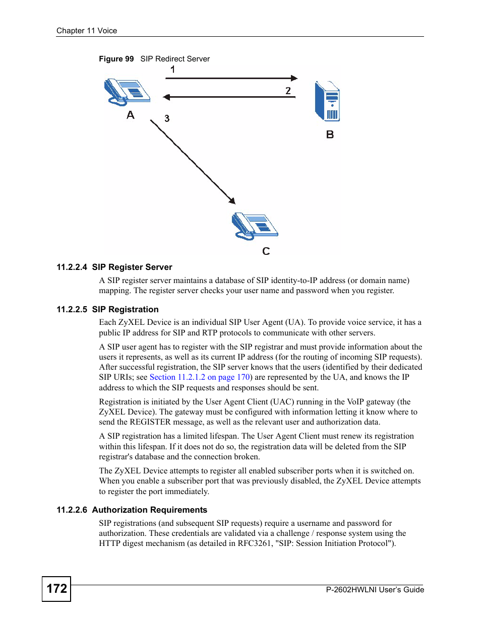 Figure 99 sip redirect server | ZyXEL Communications P-2602HWLNI User Manual | Page 172 / 496