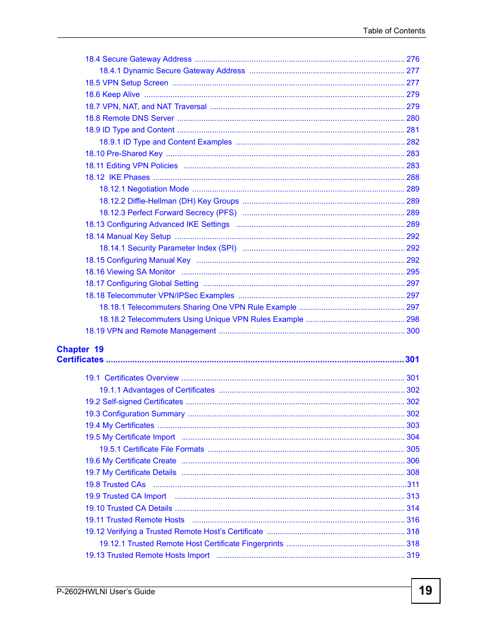 ZyXEL Communications P-2602HWLNI User Manual | Page 19 / 496