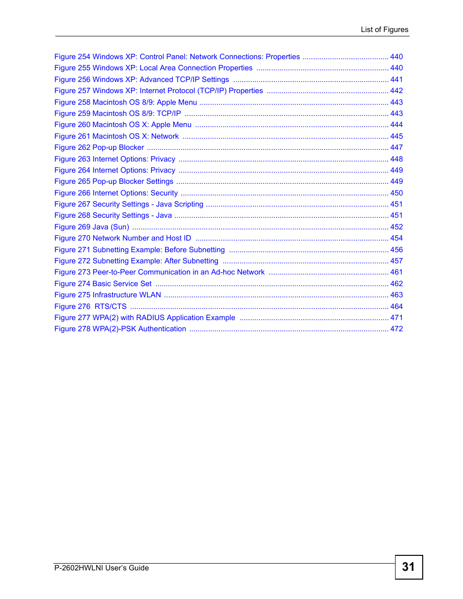 ZyXEL Communications P-2602HWLNI User Manual | Page 31 / 496